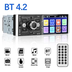 Receptor estéreo de rádio do carro 1 ruído com 4.1 polegada tela sensível ao toque mp3 mp5 player de áudio usb bluetooth 4.2 controle de voz dc 12v vídeo fm