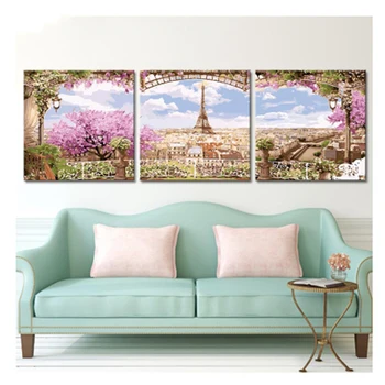 

Triptych Painting Modular Wall Pictures Outside The Window Landscape DIY Oil Paintings On Canvas Coloring by Numbers Picture