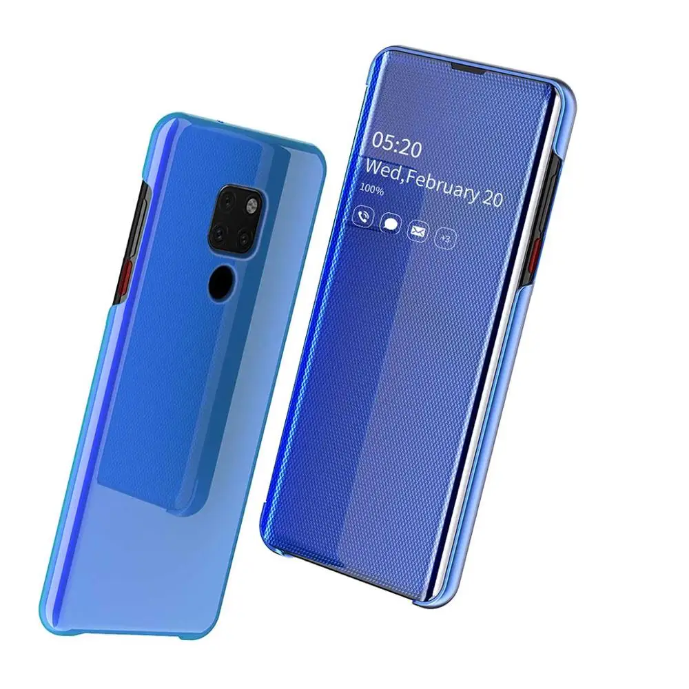 Умный зеркальный флип-чехол Lamorniea для huawei P30 Pro P30 Lite, чехол из искусственной кожи для huawei mate 20 Pro/mate 20 Lite/mate 20 - Цвет: Blue