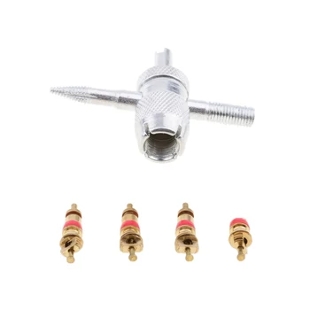 

4-way Tire Valve Repair Tool With 4 Air Valve Core For Motorcycle, Car, Bicycles