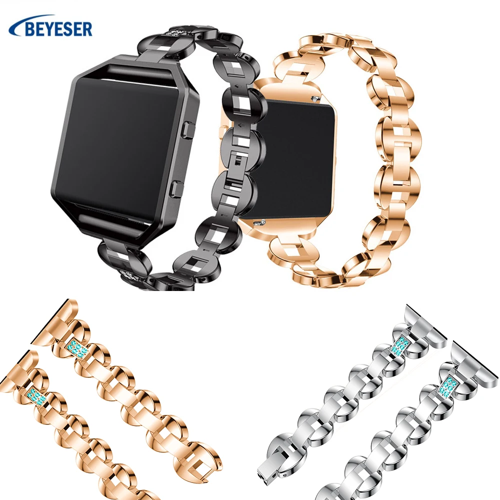Крутой ремень для fitbit blaze металлический браслет из нержавеющей стали со стразами