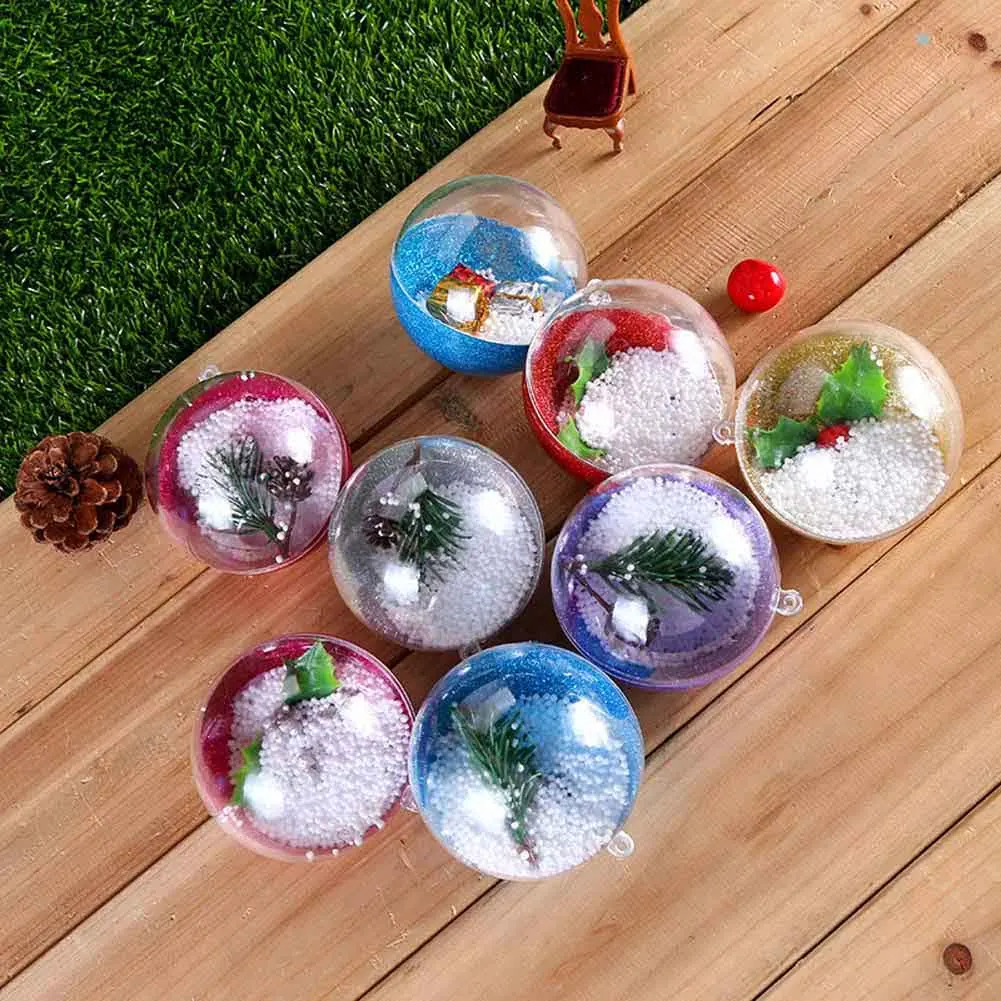 

1Pc New Christmas ornaments decorated children's toys plastic translucent Christmas ball Christmas gift random color