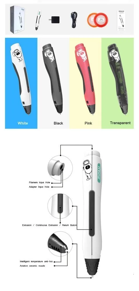 3D печать Ручка SL-400 поддержка 1,75 PLA нити хороший для детей Scribble образование DIY искусство ремесла игрушки коробка упаковка