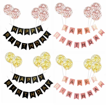 

Happy Birthday Garland Letter Banner Rose Gold Confetti Balloons for Baby Shower Birthday Party Decorations Kids Favors Supplies