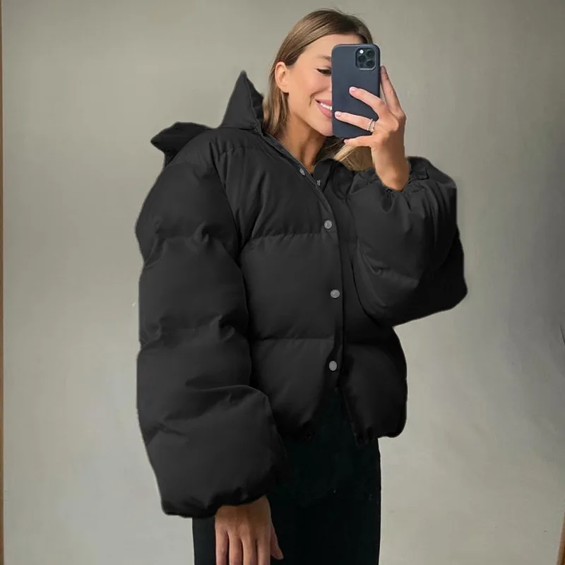 Winter Plus Cotton Thicken Warm Women Parka Coat High Quality New Solid Color Oversize Jacket Female Casual Hooded Outwear womens long black puffer coat