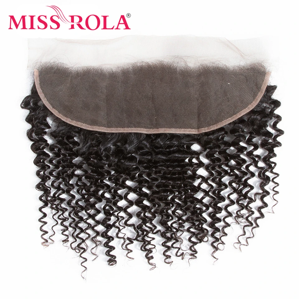 Miss Rola 13x4 Lace Frontal Ear To Ear Kinky Curly Hair Natural Color Brazilian Human Hair Straight Lace Frontal Closure Remy