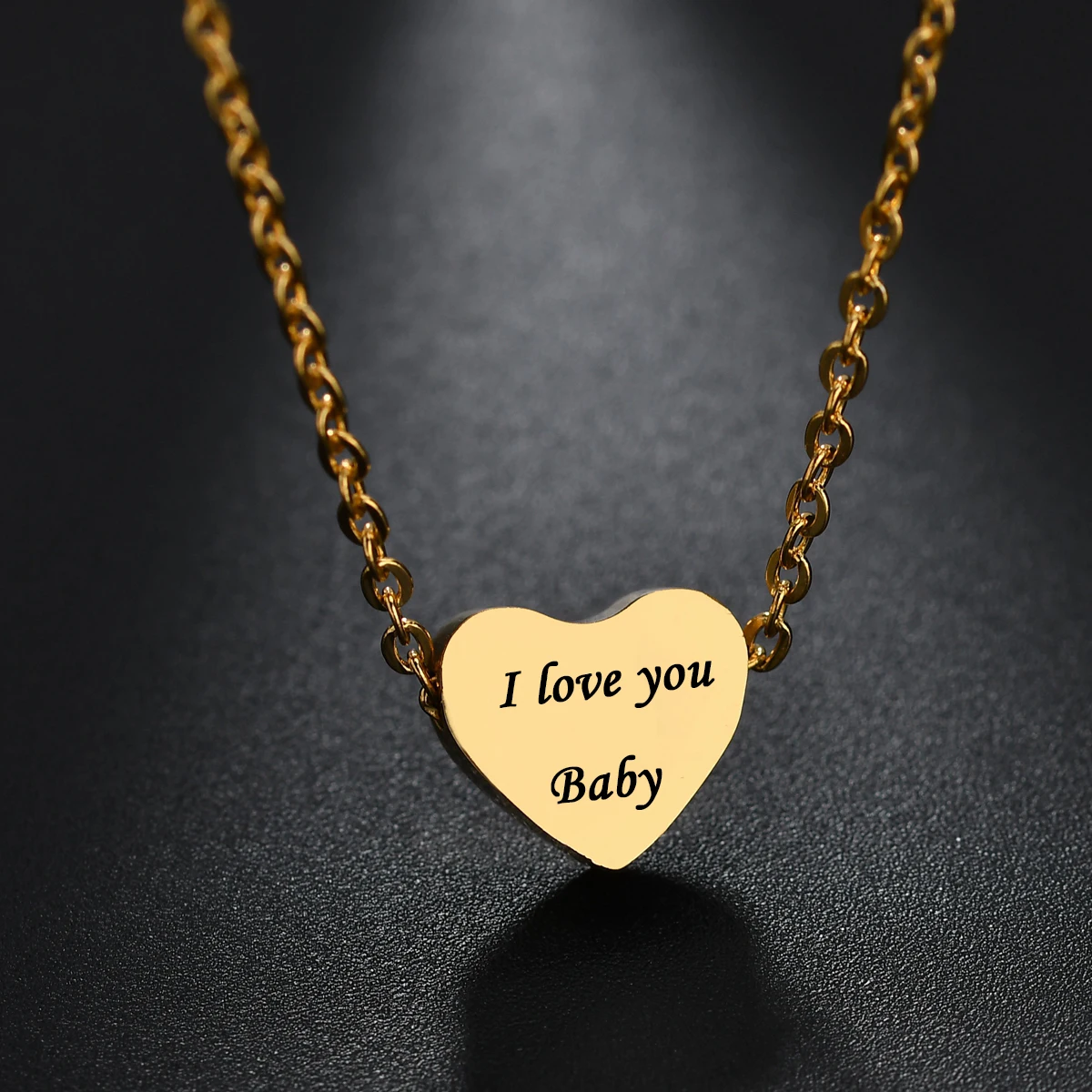 

Two Sides Engraving Heart Pendant Gold Color Stainless Steel Letter Necklace Custom Name Chain Choker Gifts Jewelry For Women