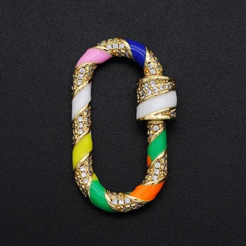 

2pcs/lot 20x32mm Enamel CZ Zircon Oval Spiral Lock Hook diy Jewelry Clasp Wholesale Factory Sale Necklace Making Locks