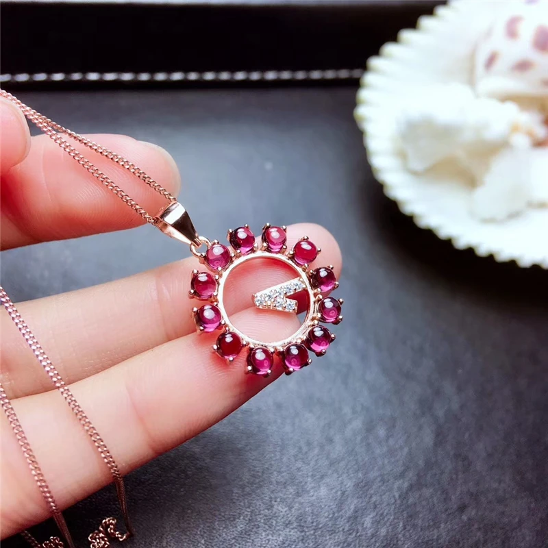 New Natural elegent Garnet Pendant Necklaces for Women girls gifts party real gemstones Fine jewelry 925 Sterling Silver#732