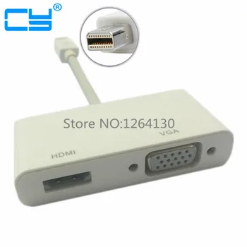 

2 In 1 Mini DisplayPort DP Thunderbolt To HDMI VGA Adapter Connector Cable Line Wire For Apple For MacBook Air Pro/Surface pro 3