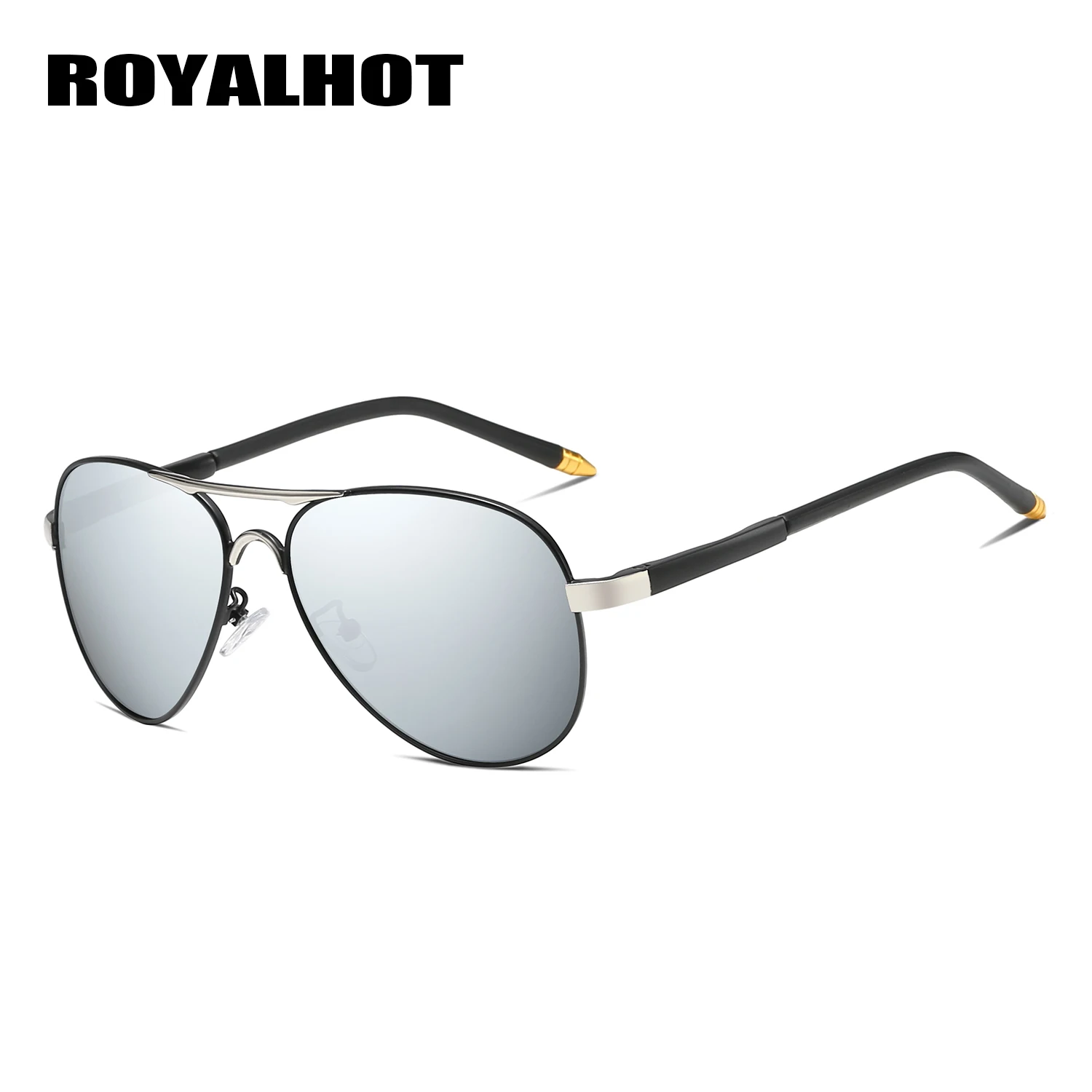 RoyalHot, мужские, женские, ретро, поляризационные, сплав, крутые, овальная оправа, солнцезащитные очки, для вождения, солнцезащитные очки, оттенки, Oculos masculino, мужские, p70028 - Цвет линз: Black Silver