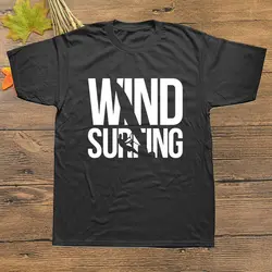 Забавная Винтажная футболка с надписью «Born To Windsurf», футболка с круглым вырезом и короткими рукавами, мужские футболки размера плюс