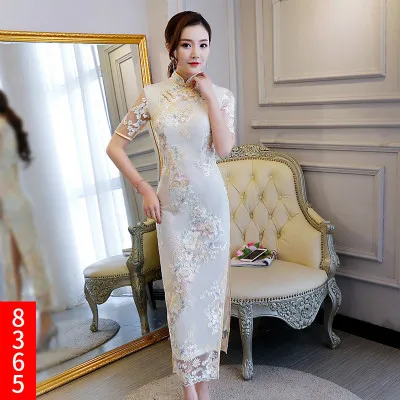 Sheng Coco Леди кружева рыбий хвост Cheongsam вышитые китайское свадебное платье Qipao Восточный Стиль Красный Русалка платья - Цвет: 8365