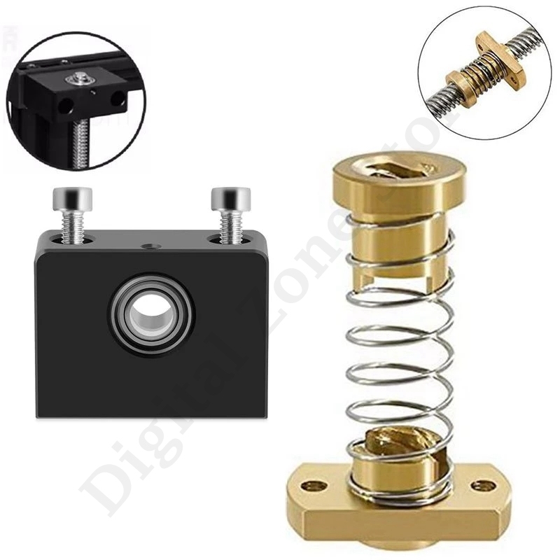 Z-Axis Leadscrew Top Mount for CR-10 Ender 3 Z-Rod Bearing Holder, Lead 8mm T8 Anti-Backlash Spring Loaded Nuts 3D Printer Parts