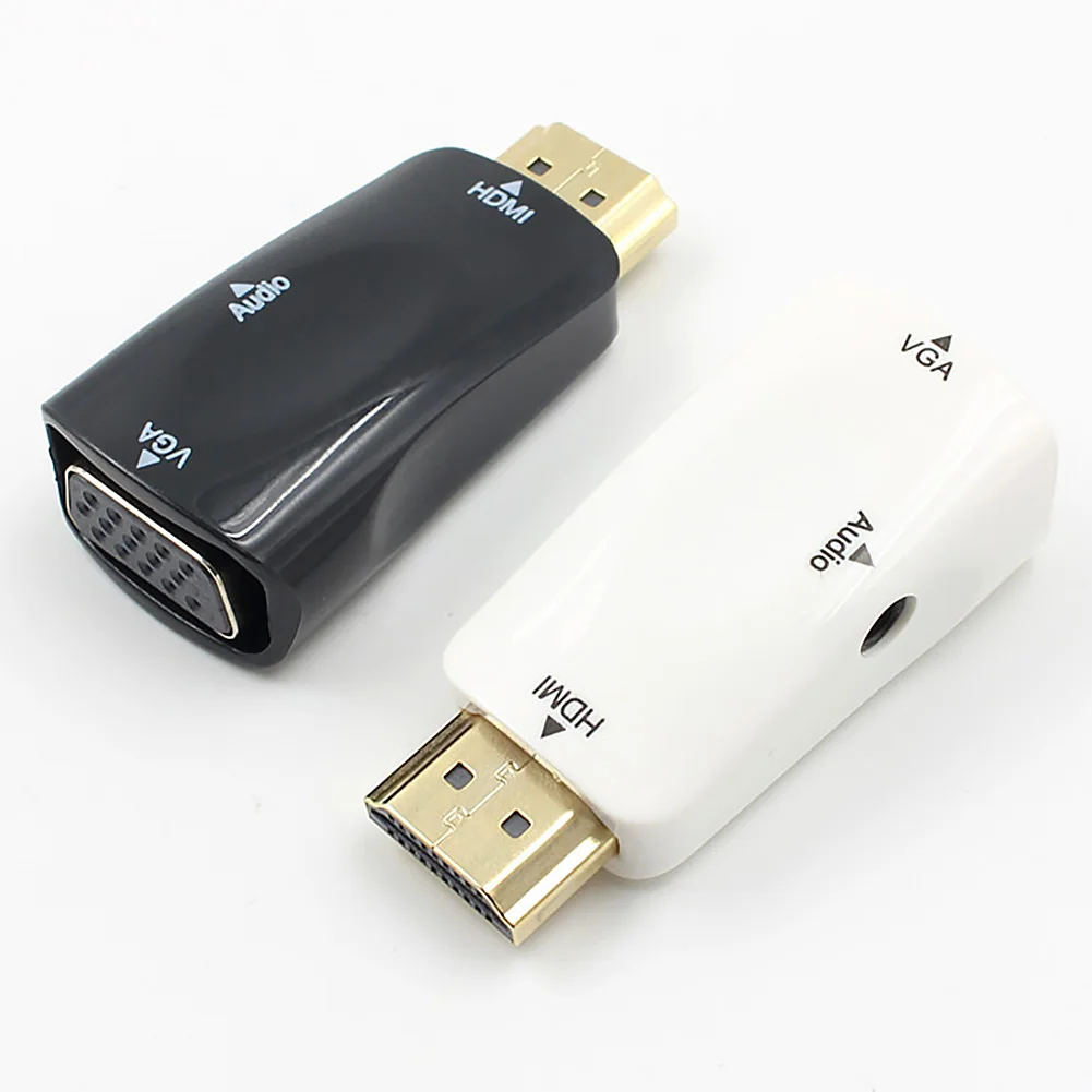 Горячая 1080P HDMI Мужской к VGA Женский адаптер видео конвертер с аудио выходом N3