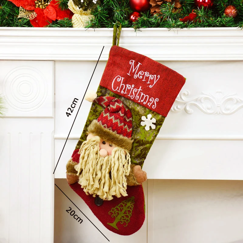 Christmas Hanging Bags Christmas Tree Decoration Xmas Stocking Gift Bags Santa Claus Snowman Candy Bags Regalos De Navidad