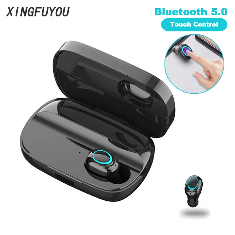 

Instock Wireless Touch Control Earbud Single Ear Bluetooth Earphones TWS Noise Reduction Headset With Mic and Charging Case