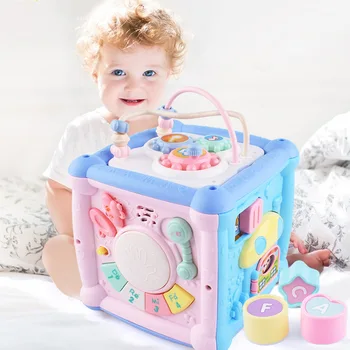 

New 0-3 Years Old Children's Fun Hexahedron Multi-Function Music Wisdom Cube Music Drum Baby Early Education Toys
