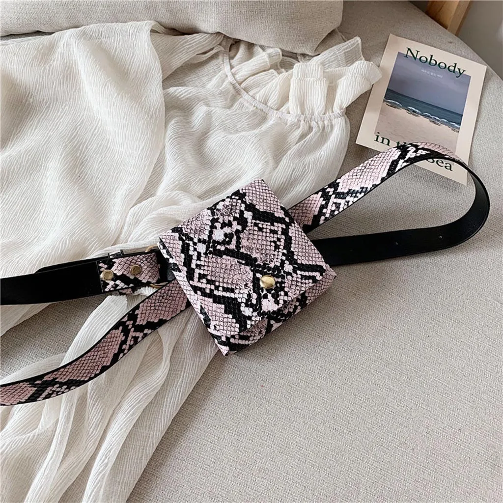 Women Waist Bag Fanny Pack snake Printed Outdoor Sports Belt bag mini coin Purse Pouch Hasp Messenger Bag Chest Bags heuptas new