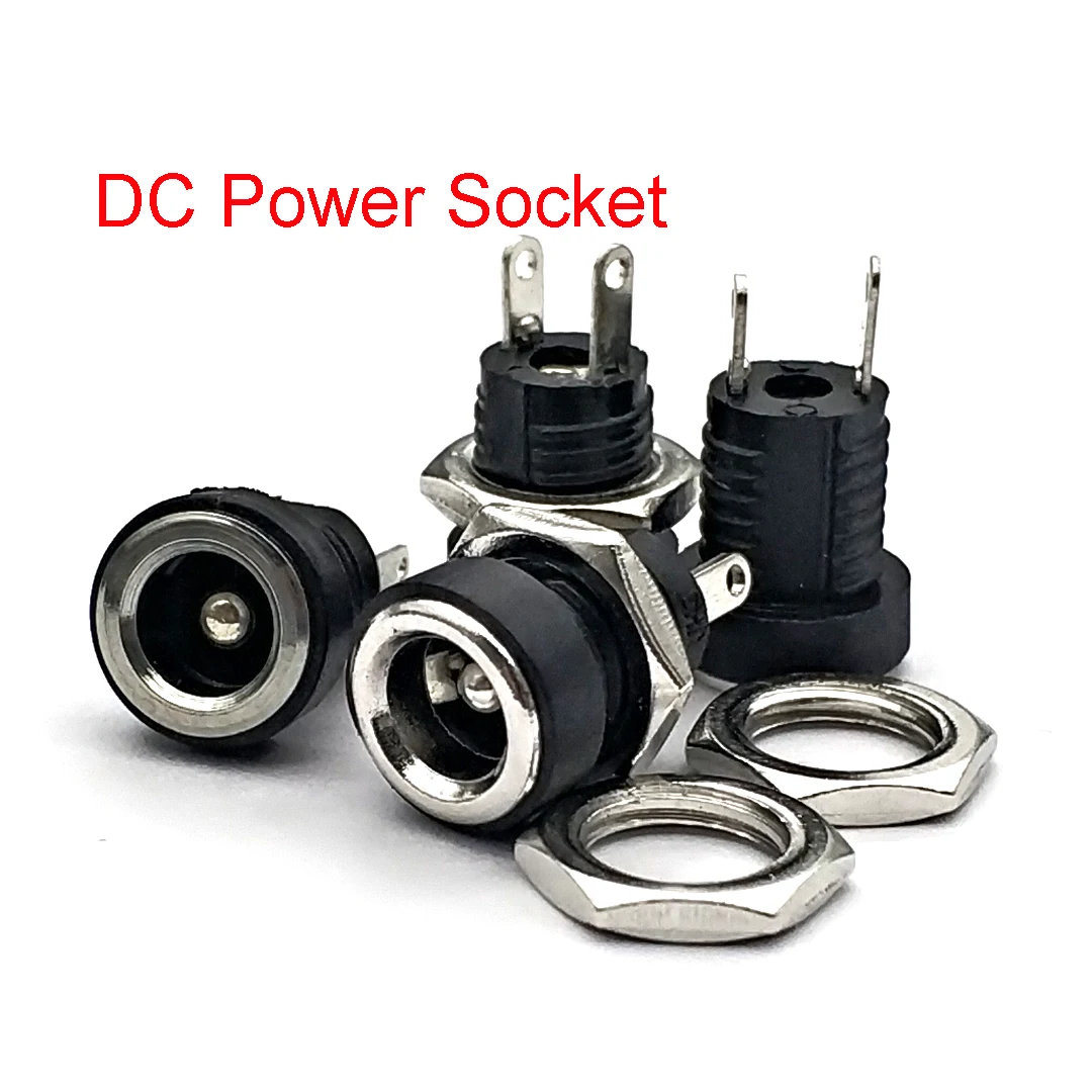 

Разъем для источника питания постоянного тока, гнездовой разъем для монтажа на панели, 5,5 мм, 2,1 мм, 5,5 мм, 2,5 мм, Штекерный адаптер, 2 типа клемм 5,5*2,1/5,5*2,5