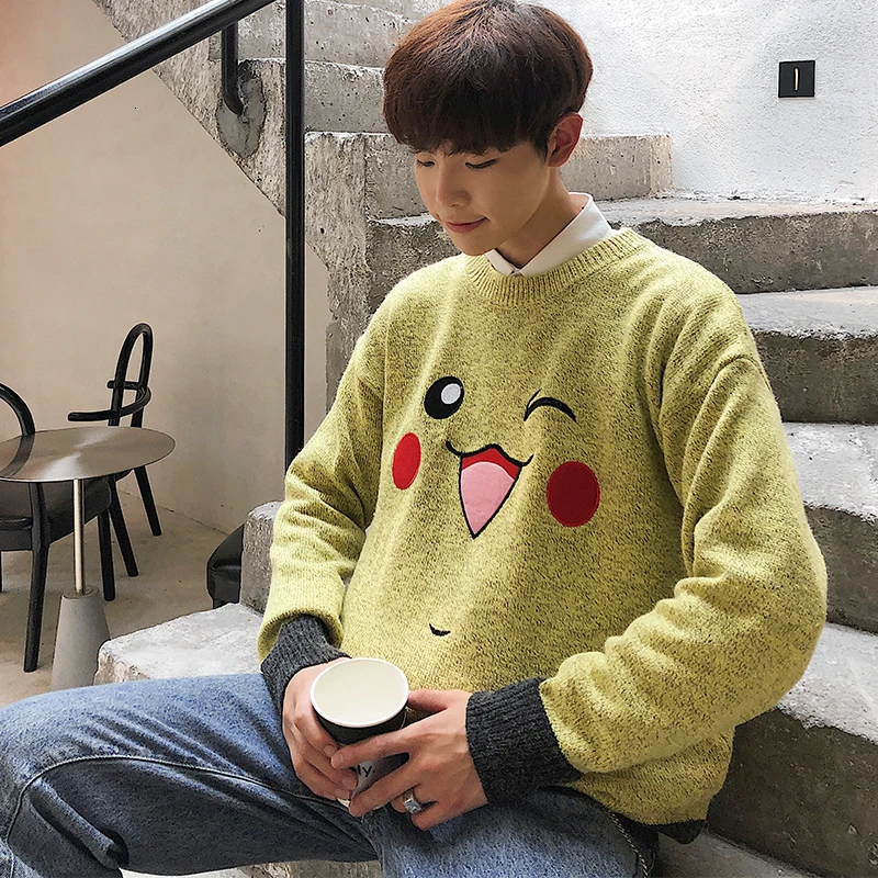 Winter Sweater Men's Fashion Cartoon Print Casual Knit Sweater Man Sweter Clothes Wild Loose Long Sleeve Pullover Male Clothes Winter Sweater Men's Fashion Cartoon Print Casual Knit Sweater Man Sweter Clothes Wild Loose Long Sleeve Pullover Male Clothes