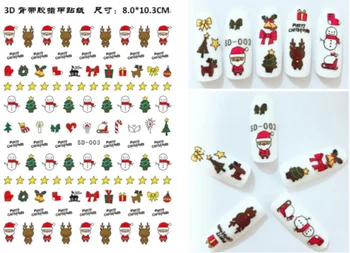 

Christmas Theme Xmas Santa Snowman Designs for Nail Art DIY Craft Wraps Water Transfer Sticker 3D Nail Decal / 1000pcs