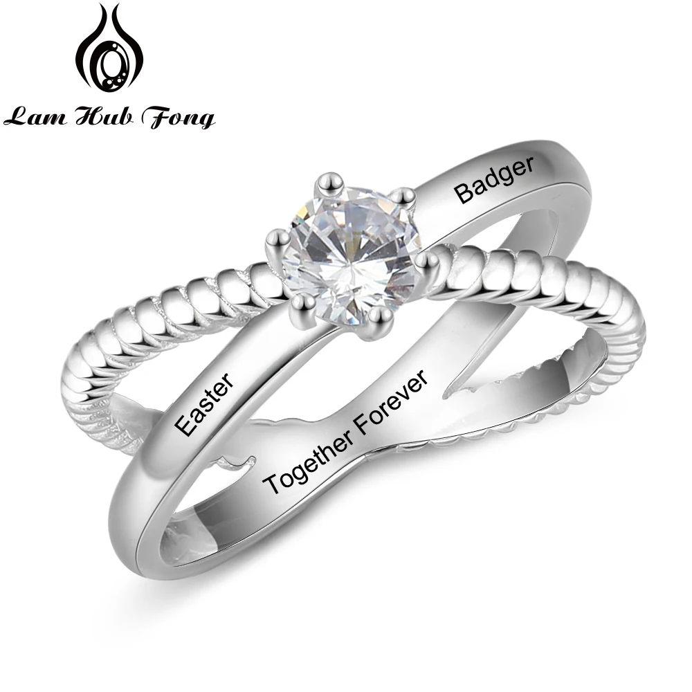 Custom Name Ring Infinity925 Sterling Silver Ring Engraved 2 Name /& Birthstone Promise Ring