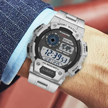 

PANARS Business Men Watches 5m Waterproof Stopwatch Stainless Steel Men's Watch Shock Sport Digital Wristwatch Relogio Masculin