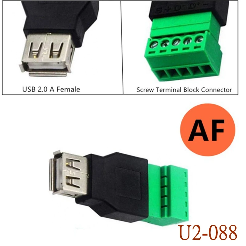 USB 2.0 Female B to Micro, Mini, Type-C Male Connector with Shield Terminal Bolt Screw - 5 Pin Female Adapter Cable (1ft) Description Image.This Product Can Be Found With The Tag Names Mini usb type b female socket 5 pin, Usb 20 mini b 5 pin female plug adapter, Usb adapter cable mini 5 pin female