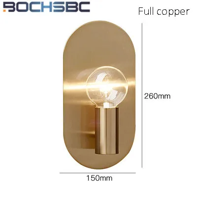BOCHSBC Американский простой медный настенный светильник светодиодный коридор коридора прохода настенный светильник для спальни для прикроватной учебы полированная комната золотые огни - Цвет абажура: Full copper