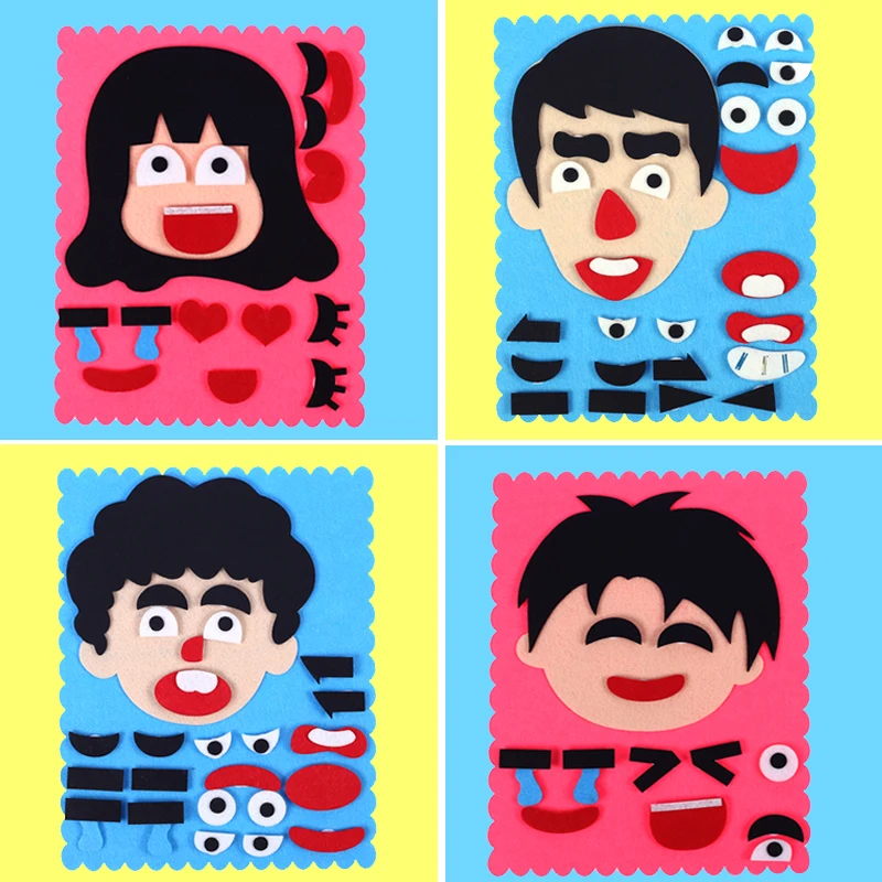

1 set of children's toys DIY mood change jigsaw puzzle recognition facial expressions learning toy children jigsaw teaching mate