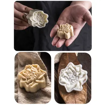

Moon Cake Mold Peony Flower Stamp DIY Hand Pressure Biscuits Pastry Mould Baking