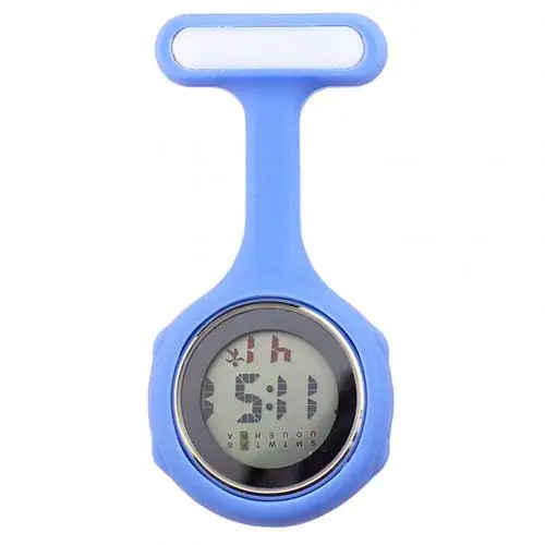 Light Blue Модный женский цифровой дисплей с клипсой на брелоке, брошь для медсестры, булавка, карманные электрические часы, Новинка - Цвет: Light Blue
