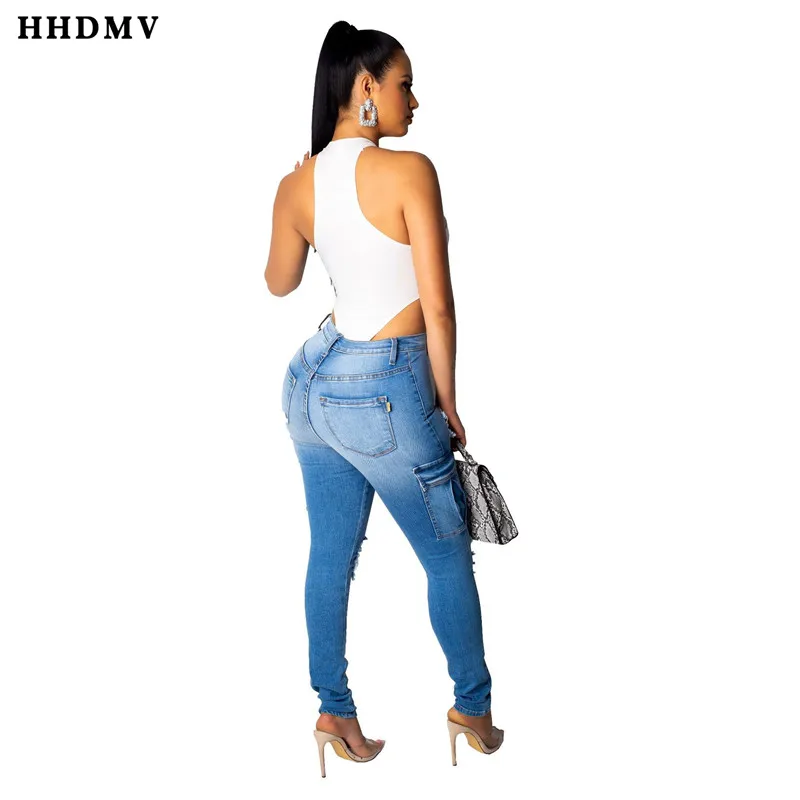 HHDMV GHSF12018 новые модные уличные стильные длинные джинсовые брючные пуговицы рваные карманы узкие джинсовые длинные брюки
