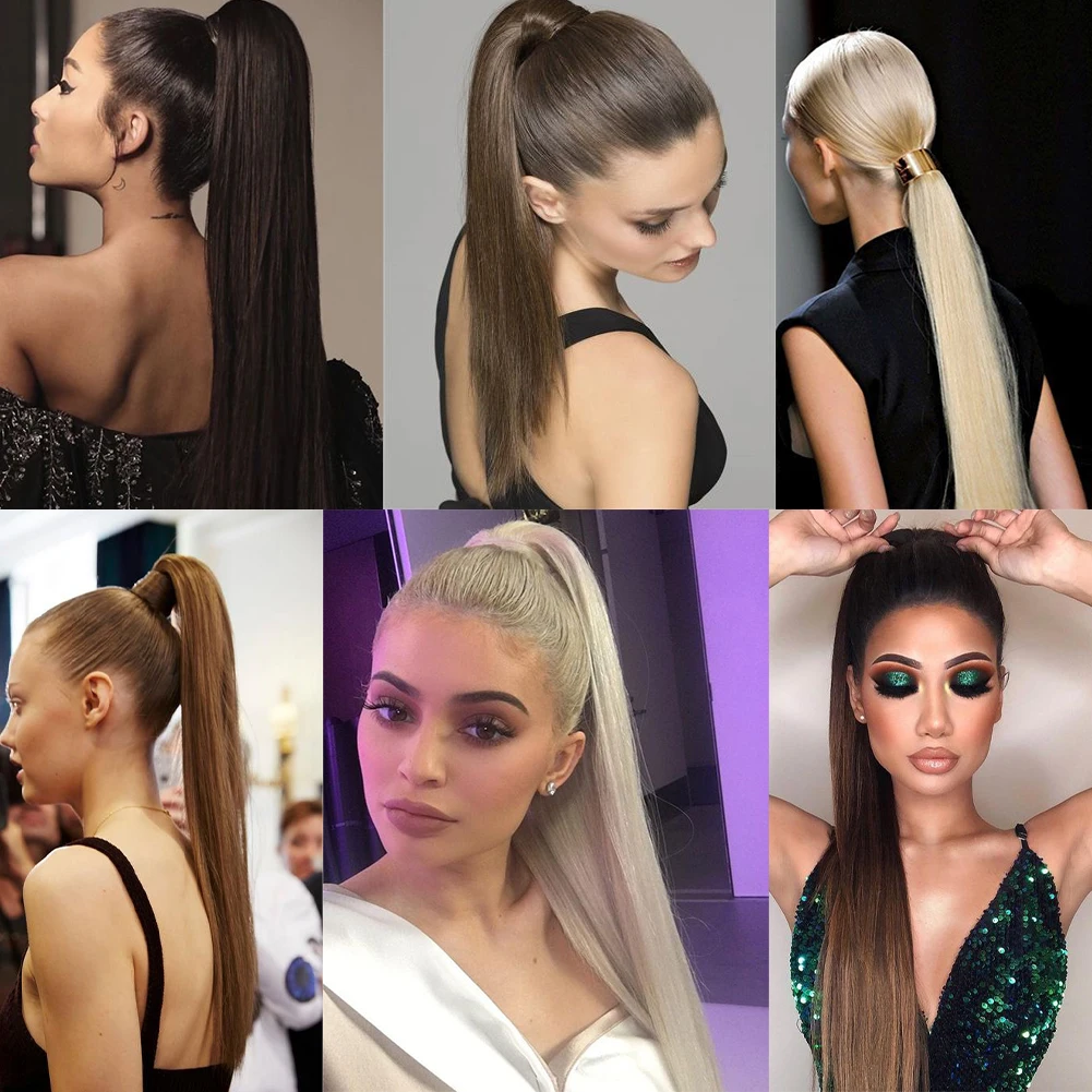Overhead Tail Synthetic Hairpiece Ponytail Hair Extension with Clips in Long Yaki Straight Natural False Pigtail Accessories clip in ponytail hair extension synthetic ponytail synthetic hair accessories clip in ponytail extensions