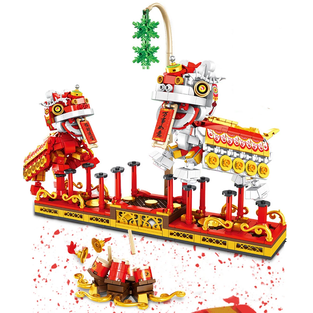 Details about   Chinese Holiday Dragon Dance Scene Building Blocks Bricks Models Figures Toys 