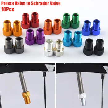 

10Pcs Aluminum Alloy Presta Valve to Schrader Valve Converter Bicycle Bike Valve Adapter Bicycle Tube Pump Air Compressor Tools