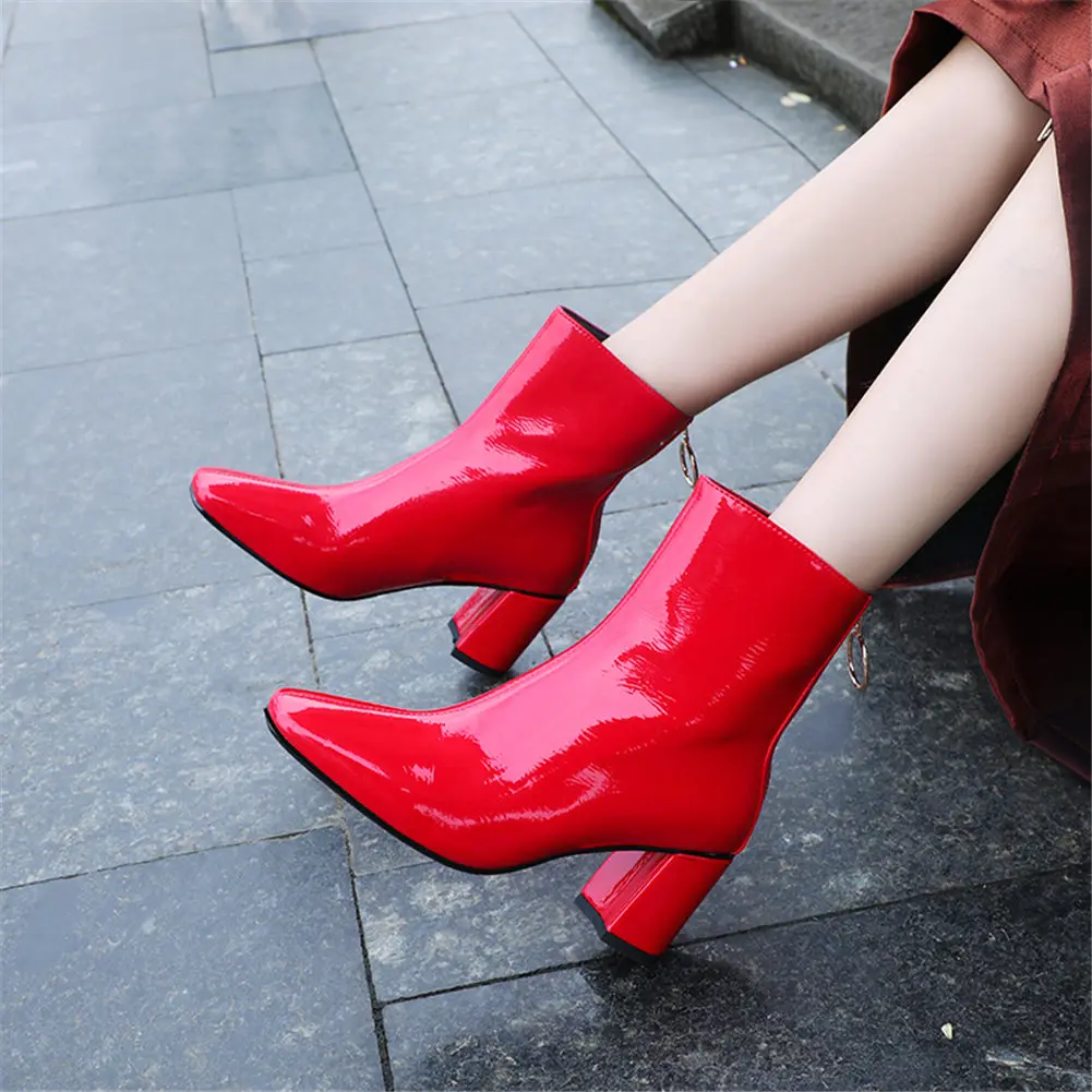 

SARAIRIS 2019 High Quality Square Toe High Heel Ankle Boots Women Shoes Woman Add Fur Winter Shoes Woman Boots Female