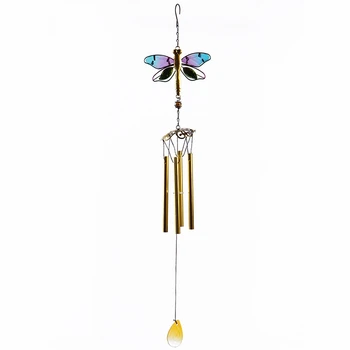 

Dragonfly Wind Chime Indoor/Outdoor - Waterproof 4 Gold Aluminum Tube Handmade Metal Music Wind Chime