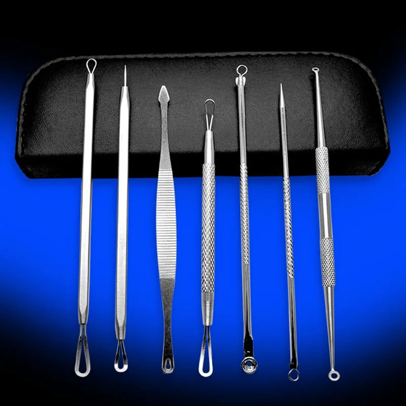 7PCS Blackhead Pimple Blemish Comedone Acne Extractor Remover Tool Set Kit Face Care