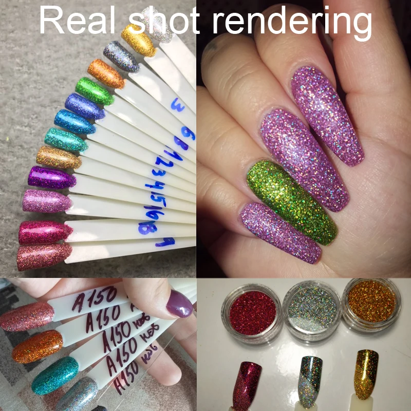 Online 21 teile satz 0,2mm Holographische Glitter Nagel Pulver Glänzende Laser Feine Nagel Glitter Pailletten Staub Nägel Kunst Dekorationen Tipps Maniküre