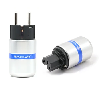 

Monosaudio E106R/F106R Pure Copper Rhodium Plated EU Plug Type Schuko Power Plug Hifi DIY HIFI Power cord