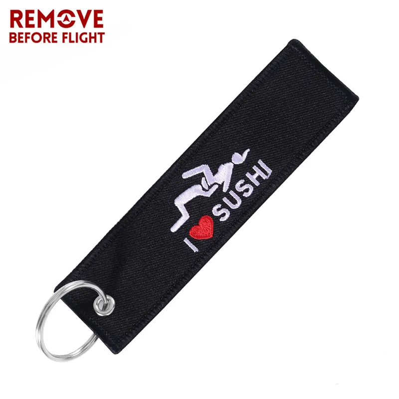 

Car Keychain Fashion Black and White Car Key Holder for Motorcycles I LOVE SUSHI Car Key Chain Funny Keychains Jewelry Chaveiro