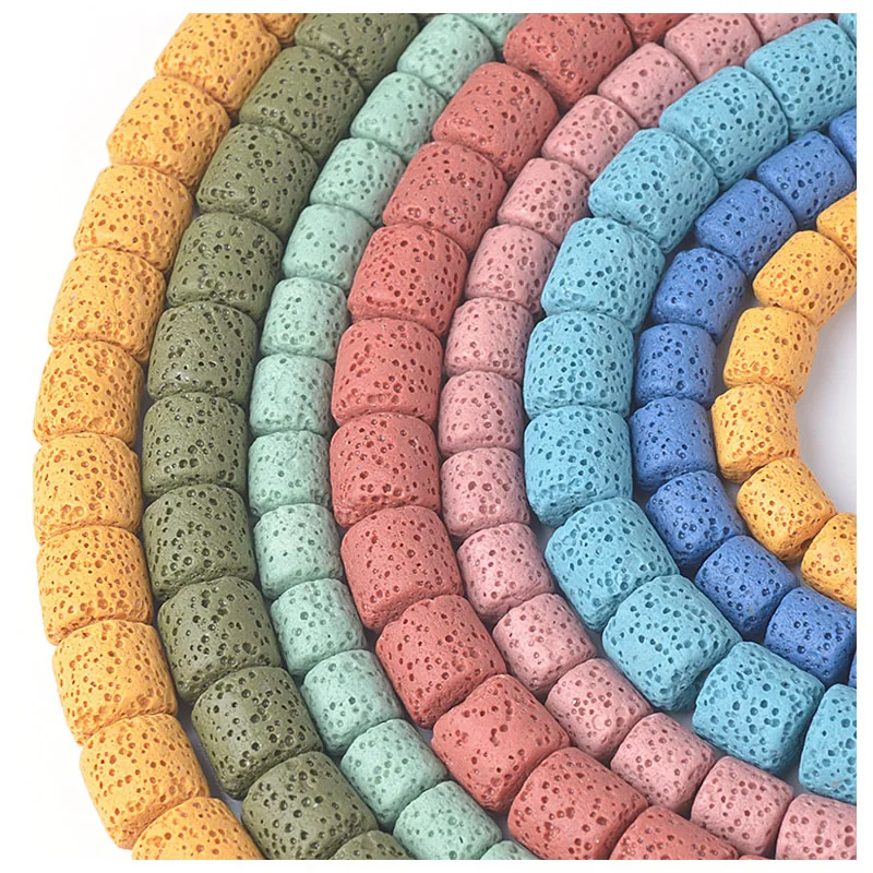 10X12/8X15 мм цветной камень из вулканической лавы круглые пробирки бусины Свободные бусы шармы рок бусины DIY для ювелирных изделий Изготовление сережек