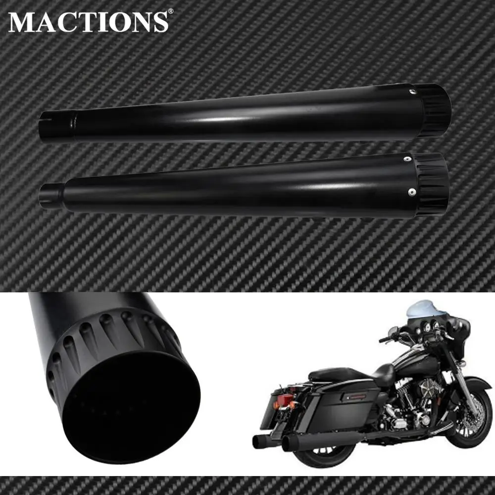 Motorcycle Black Megaphone Slip-On Mufflers Exhaust Pipes For Harley Touring 2017- 2020 2019 Bagger Dresser Electra Street Glide Motorcycle Black Megaphone Slip-On Mufflers Exhaust Pipes For Harley Touring 2017- 2020 2019 Bagger Dresser Electra Street Glide