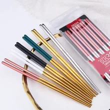 

Chineese Stainless Steel Square Chopsticks Household Restaurant Utensils Sushi Dish