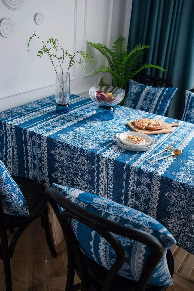 JUSTCHIC американский кантри ковбой синий цвет скатерть хлопок и лен печатных скатерти для пикника фоновая ткань