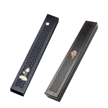 

2Pcs Black Wooden Incense Holder Incense Coffin Burner Wood Incense Burner Box Aromatherapy Censer for Home Office C & A