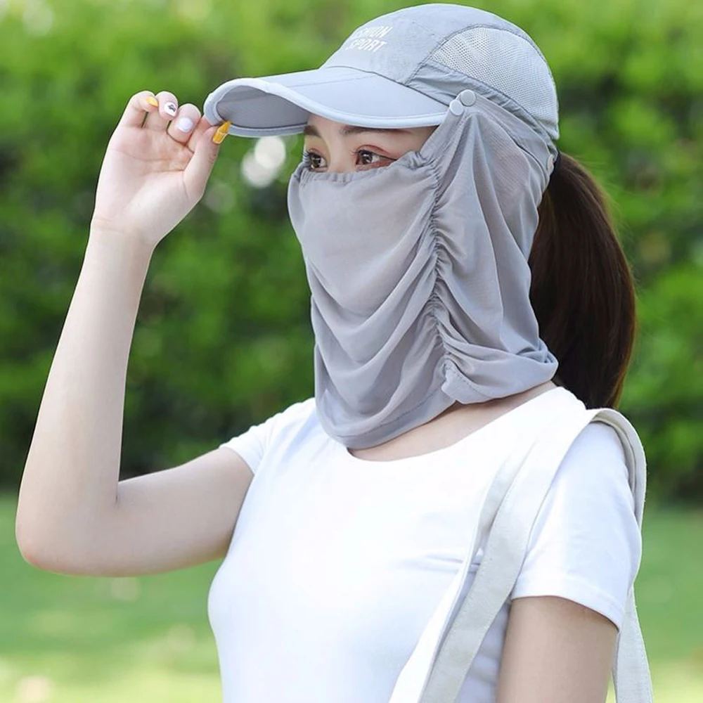 Wide Brim Summer Sun Breathable UV Protection Visors Bucket Hat Sunscreen Fisherman Fishing Caps Detachable Hiking Foldable Hats