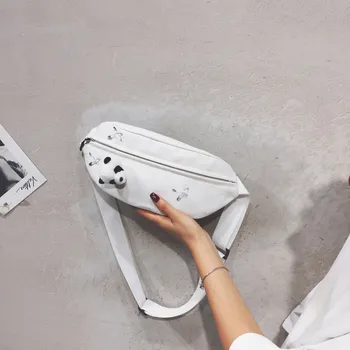 

Fanny Pack for Women Canvas Waist Bag Cute Panda fresh student Crossbody Bag Harajuku nerka kidney Chest Bags sac banane femme